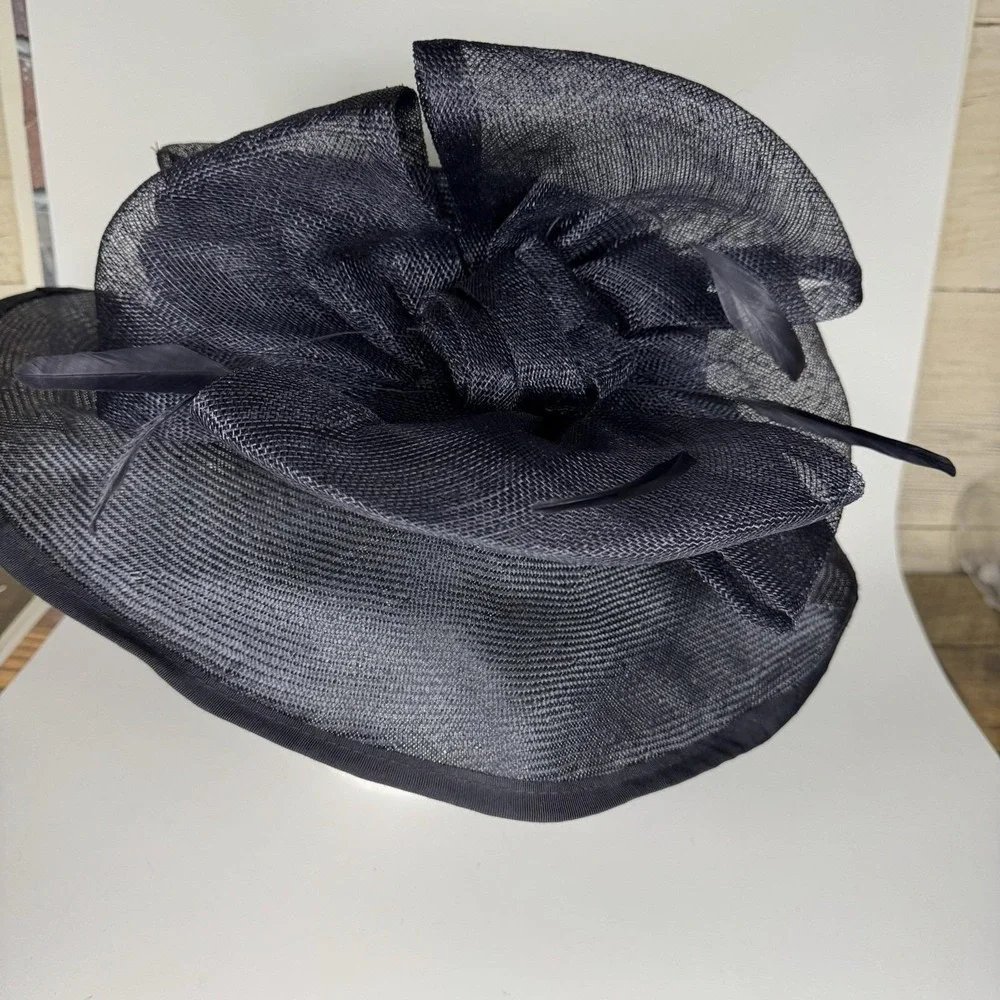 Vintage Ruth Kropveld Chapeau Creations Navy Organza Bow‎ Occasion Hat w Tag